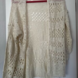 Cream Open-Knit Women's Sweater